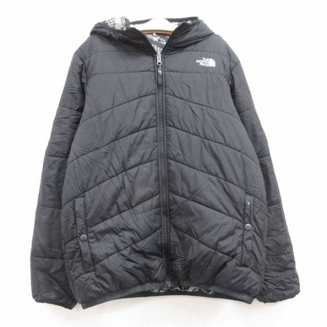 古着 ノースフェイス THE NORTH FACE 長袖 ジャケット パーカー キッズ ボーイズ 子供服 ワンポイントロゴ リバーシブル 黒 ブラック 25feb13