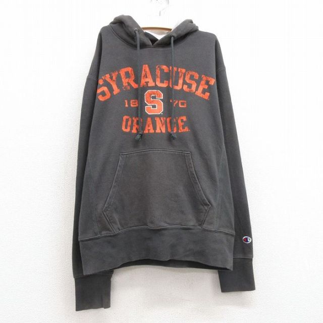 古着 チャンピオン champion 長袖 ジャケット パーカー キッズ ボーイズ 子供服 シラキュース 濃グレー 25feb13