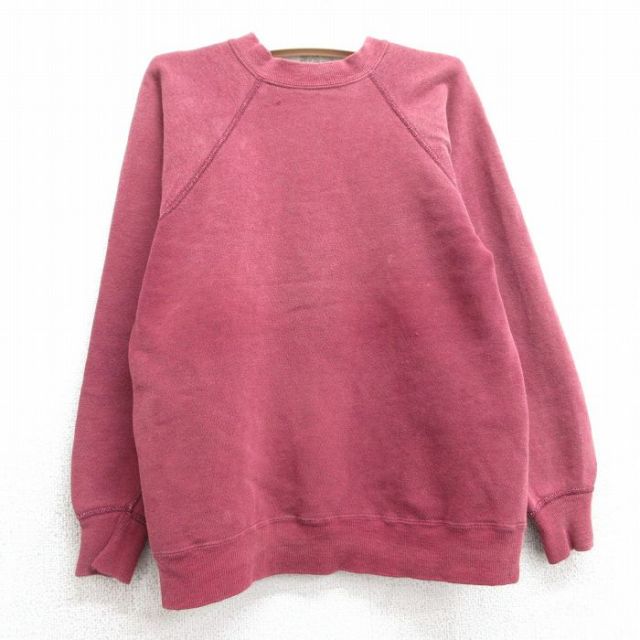 古着 スプルース 長袖 ビンテージ スウェット キッズ ボーイズ 子供服 70年代 70s 無地 ラグラン クルーネック USA製 エンジ 【spe】 25feb26