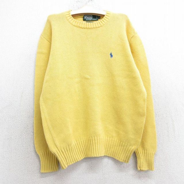 古着 ラルフローレン Ralph Lauren 長袖 ブランド セーター キッズ ボーイズ 子供服 00年代 00s ワンポイントロゴ コットン クルーネック 黄色 イエロー 25feb26