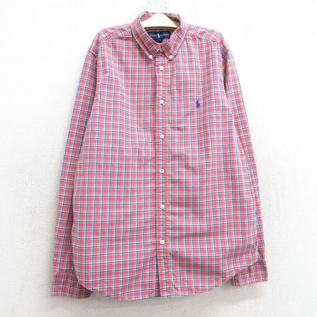古着 ラルフローレン Ralph Lauren 長袖 ブランド シャツ キッズ ボーイズ 子供服 ワンポイントロゴ コットン ボタンダウン ピンク他 チェック 25mar03
