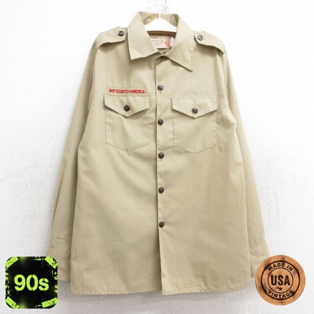 90s 長袖シャツ ボーイスカウト ベージュ キッズ | 古着