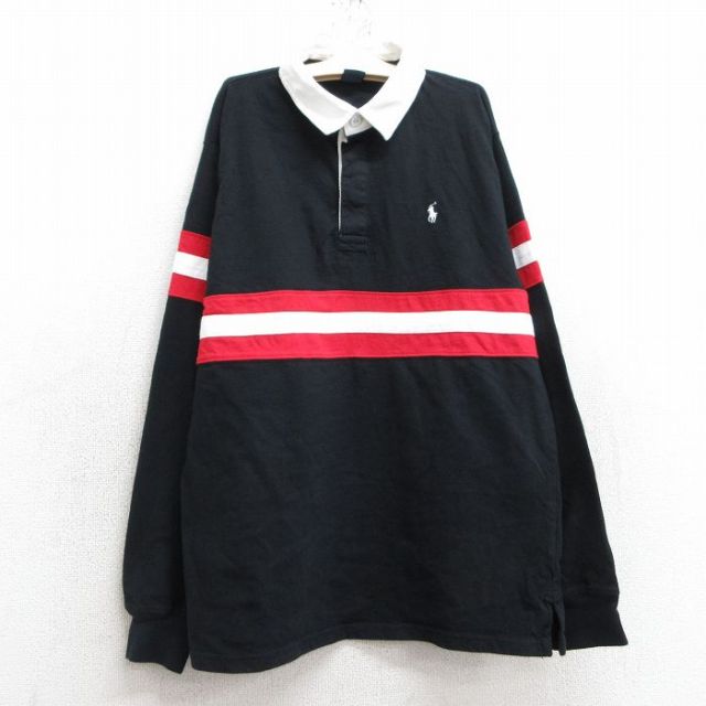古着 ラルフローレン Ralph Lauren 長袖 ブランド ラガー シャツ キッズ ボーイズ 子供服 90年代 90s ワンポイントロゴ コットン 黒他 ブラック 25mar03