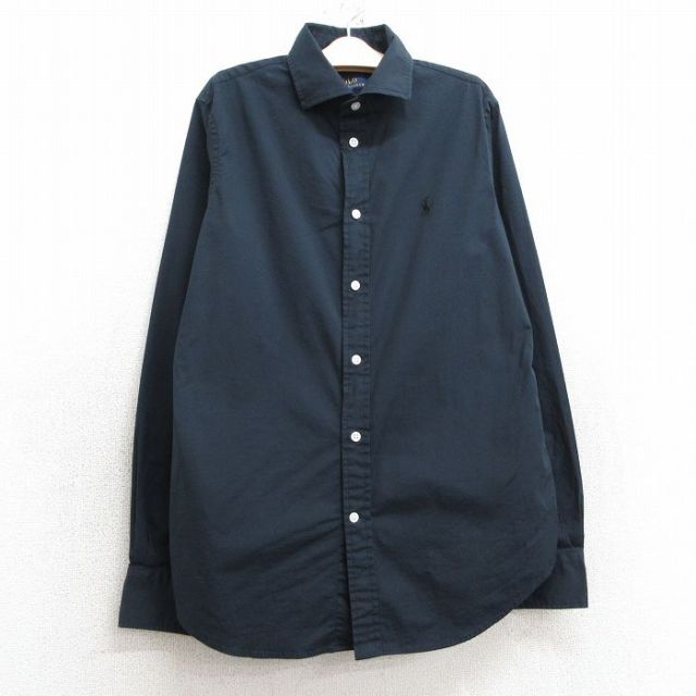 古着 ラルフローレン Ralph Lauren 長袖 ブランド シャツ キッズ ボーイズ 子供服 ワンポイントロゴ 黒 ブラック 25mar04