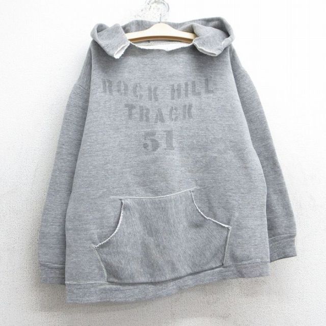 古着 長袖 スウェット パーカー キッズ ボーイズ 子供服 80年代 80s ROCK HILL TRACK グレー 霜降り 25mar26