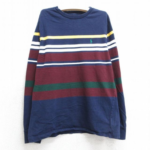 【20%OFF】古着 ラルフローレン Ralph Lauren 長袖 ブランド Tシャツ キッズ ボーイズ 子供服 ワンポイントロゴ コットン クルーネック 紺他 ネイビー 25mar26