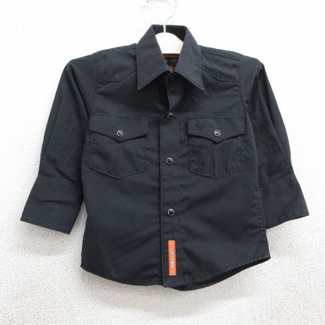 古着 長袖 ウエスタン シャツ キッズ ボーイズ 子供服 黒 ブラック 25apr10