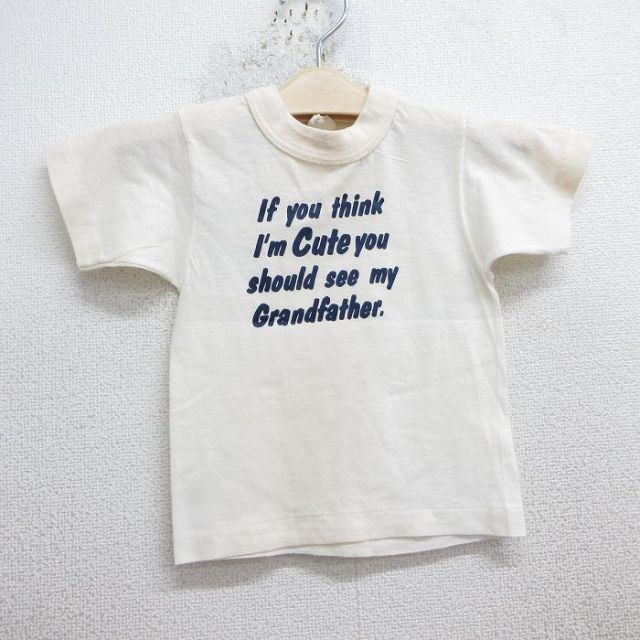 古着 半袖 ビンテージ Tシャツ キッズ ボーイズ 子供服 80年代 80s メッセージ クルーネック USA製 生成り 25may07