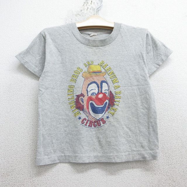 古着 スクリーンスターズ 半袖 ビンテージ Tシャツ キッズ ボーイズ 子供服 80年代 80s ピエロ サーカス クルーネック USA製 グレー 霜降り 25may07
