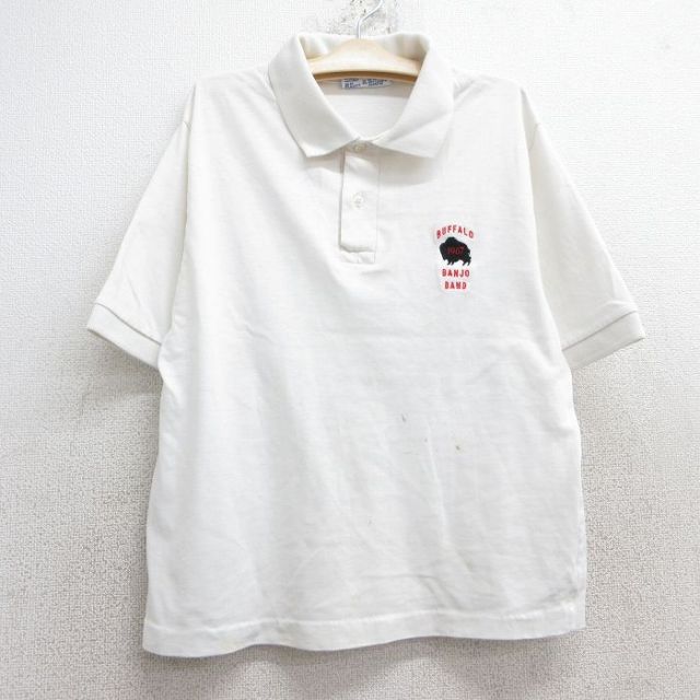 古着 ヘインズ Hanes 半袖 ポロ シャツ キッズ ボーイズ 子ども服 80年代 80s バッファロー USA製 白 ホワイト 25jun02