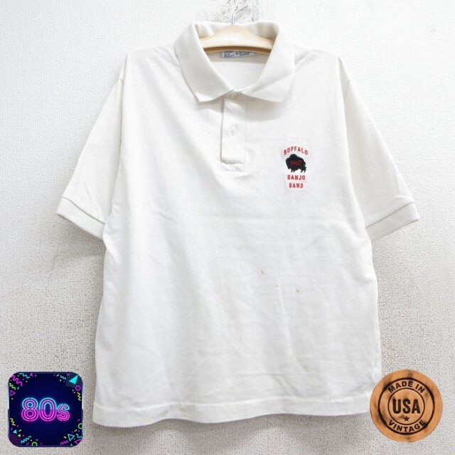 ヘインズ 80s 半袖ポロシャツ バッファロー ホワイト キッズ | 古着