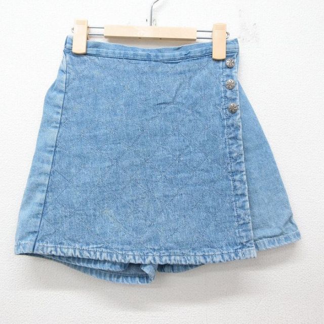 古着 スカート キッズ ガールズ 子供服 90年代 90s コットン USA製 薄紺 ネイビー デニム 25jun03