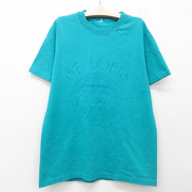 古着 半袖 ビンテージ Tシャツ キッズ ボーイズ 子供服 90年代 90s セントルイス ミズーリ クルーネック 青緑 25jun03