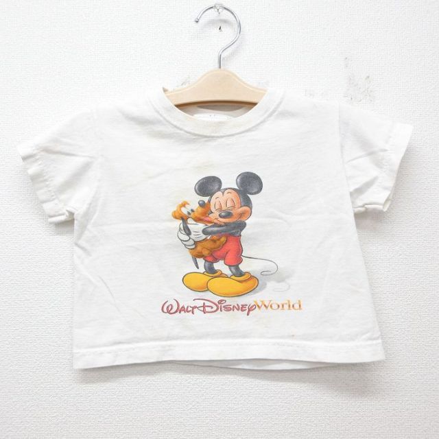 古着 半袖 ビンテージ Tシャツ キッズ ボーイズ 子供服 90年代 90s ディズニー DISNEY ミッキー MICKEY MOUSE コットン クルーネック USA製 白 ホワイト 25jun03