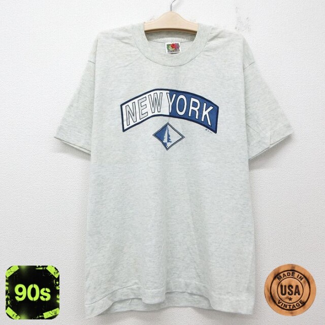 フルーツオブザルーム 90s 半袖Tシャツ ニューヨーク グレー キッズ | 古着