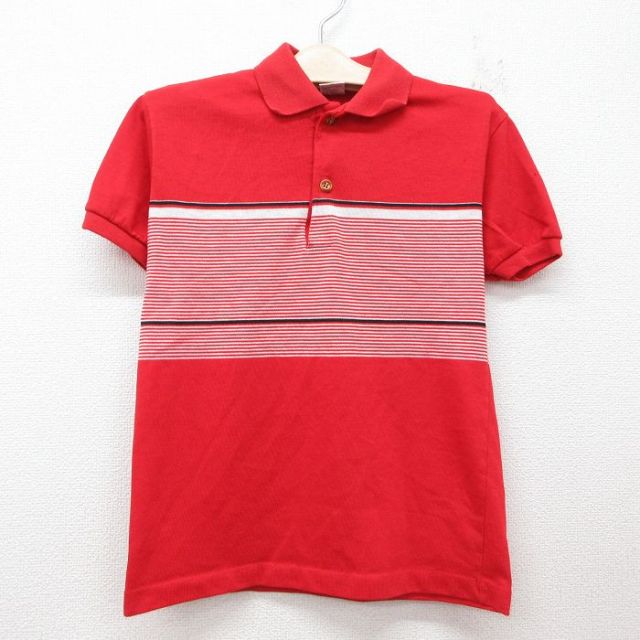 古着 JCペニー ザフォックス THE FOX 半袖 ポロ シャツ キッズ ボーイズ 子供服 80年代 80s USA製 赤他 レッド 25jun05