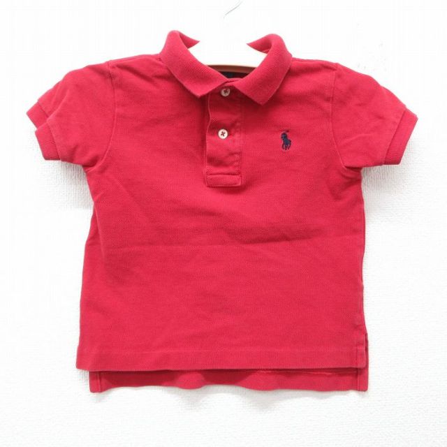古着 ラルフローレン Ralph Lauren 半袖 ブランド ポロ シャツ キッズ ボーイズ 子供服 90年代 90s ワンポイントロゴ 鹿の子 コットン 赤 レッド 25jun05