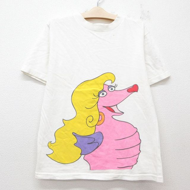 古着 半袖 ビンテージ Tシャツ キッズ ボーイズ 子供服 90年代 90s タツノオトシゴ コットン クルーネック 白 ホワイト 25jun05