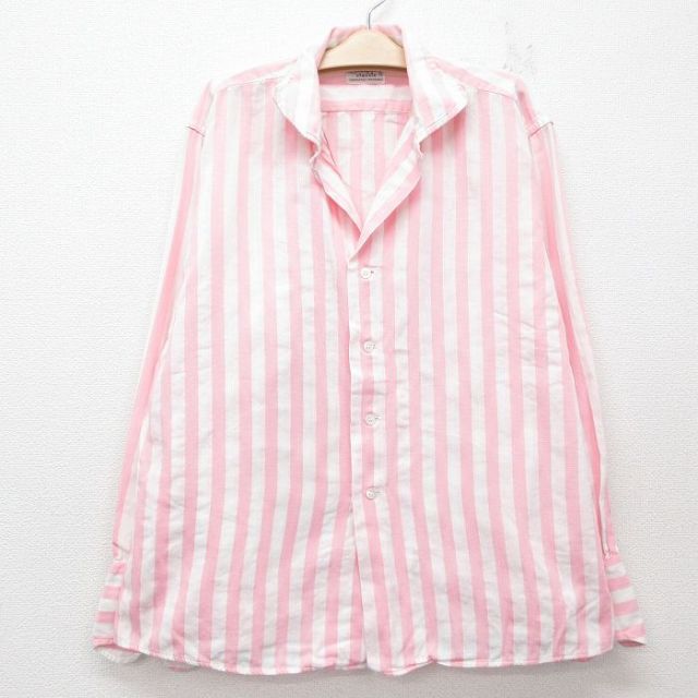 古着 長袖 ビンテージ シャツ キッズ ボーイズ 子供服 60年代 60s ピンク他 ストライプ 25jun06