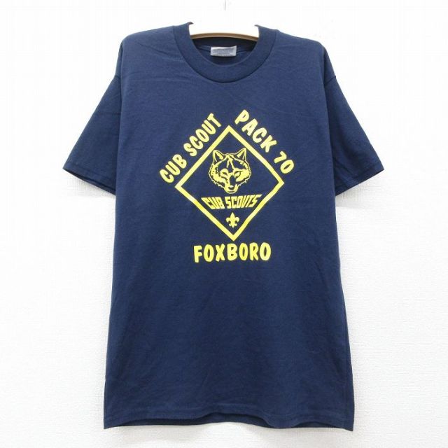 【50%OFF】古着 ヘインズ Hanes 半袖 ビンテージ Tシャツ キッズ ボーイズ 子供服 00年代 00s CUB SCOUT クルーネック 紺 ネイビー 25jun06