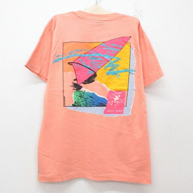 古着 オーシャンパシフィック OP 半袖 ビンテージ Tシャツ キッズ ボーイズ 子供服 80年代 80s サーフィン クルーネック USA製 オレンジ系 25jun07