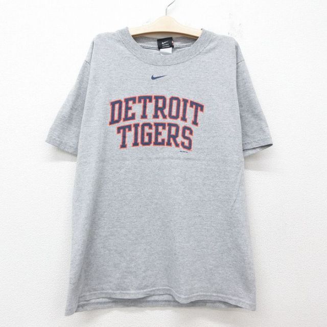 古着 ナイキ NIKE 半袖 ビンテージ Tシャツ キッズ ボーイズ 子供服 00年代 00s MLB デトロイトタイガース クルーネック グレー 霜降り メジャーリーグ ベースボール 野球 25jun14