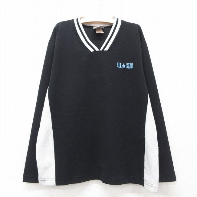 古着 コンバース 長袖 ビンテージ Tシャツ キッズ ボーイズ 子供服 00年代 00s オールスター Vネック 黒他 ブラック 25jun14