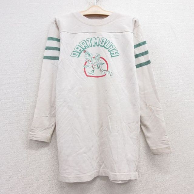 古着 長袖 ビンテージ フットボール Tシャツ キッズ ボーイズ 子供服00年代 00s DARTMOUTH 染込プリント クルーネック 白 ホワイト 【spe】 25jun28