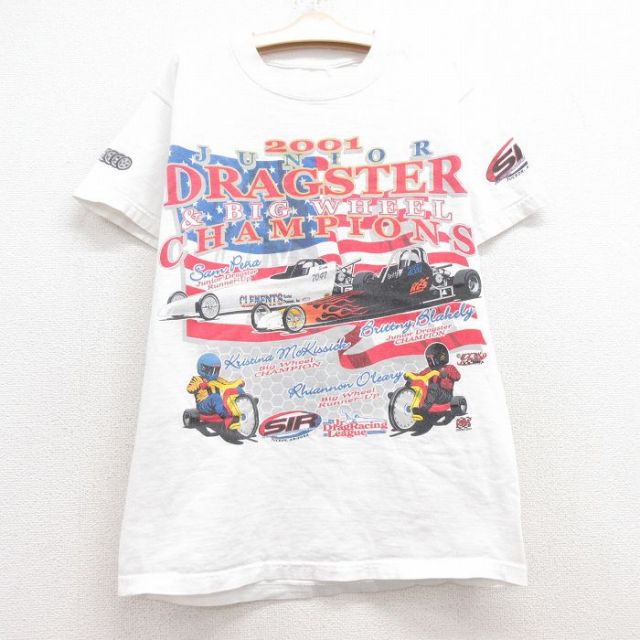 古着 半袖 ビンテージ Tシャツ キッズ ボーイズ 子供服 00年代 00s レーシングカー 企業広告 クルーネック 白 ホワイト 25jun28