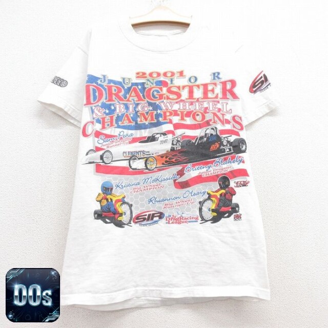 【50%OFF】半袖 ビンテージ Tシャツ キッズ ボーイズ 子供服 00s レーシングカー 企業広告 クルーネック 白 ホワイト | 古着