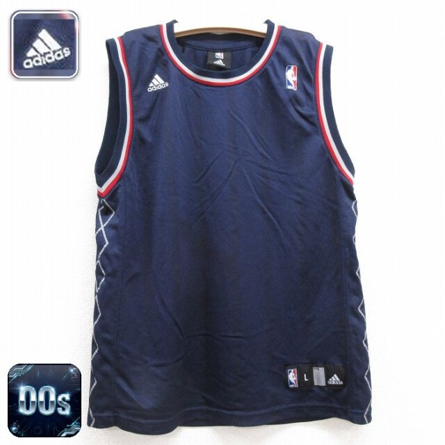 【50%OFF】アディダス 00s タンクトップ NBAメッシュ ストライプ ネイビー キッズ | 古着