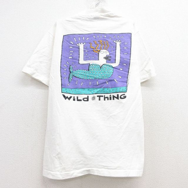 【50%OFF】古着 半袖 ビンテージ Tシャツ キッズ ボーイズ 子供服 90年代 90s Wild Thing コットン クルーネック USA製 白 ホワイト 25jul24