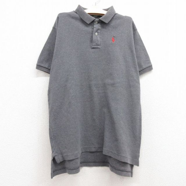 古着 ラルフローレン Ralph Lauren 半袖 ブランド ポロ シャツ キッズ ボーイズ 子供服 90年代 90s ワンポイントロゴ コットン USA製 グレー 25jul24