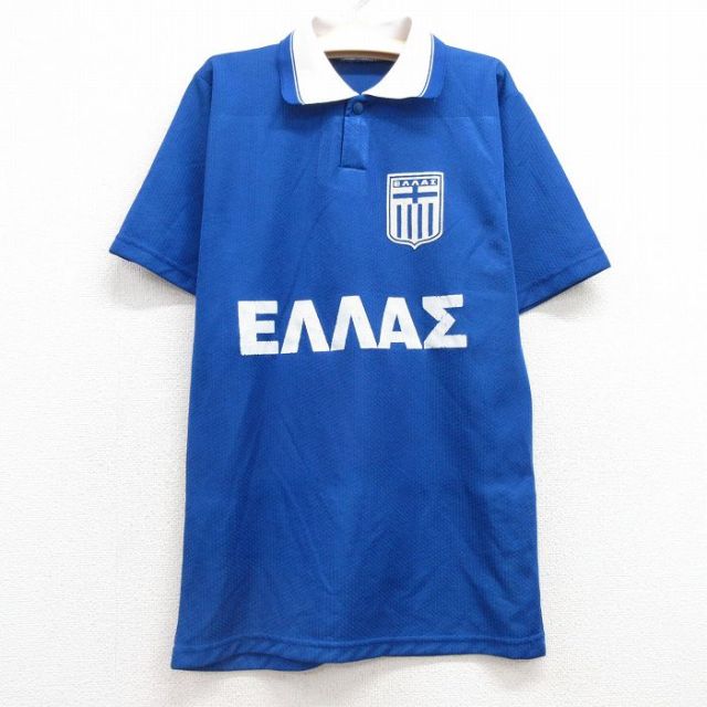 古着 半袖 サッカー シャツ キッズ ボーイズ 子供服 ギリシャ 青 ブルー 25jul24