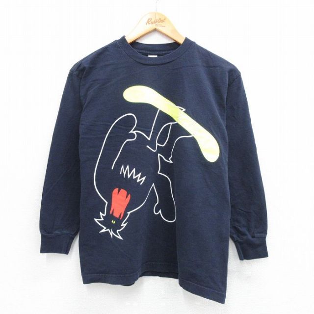 古着 ギャップ GAP 長袖 ビンテージ Tシャツ キッズ ボーイズ 子供服 00年代 00s スノボ コットン クルーネック 黒 ブラック 25aug06