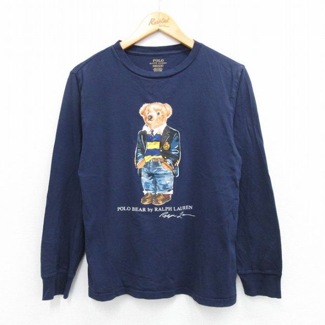古着 ラルフローレン Ralph Lauren 長袖 ブランド Tシャツ キッズ ボーイズ 子供服 ポロベア コットン クルーネック 紺 ネイビー 25aug06