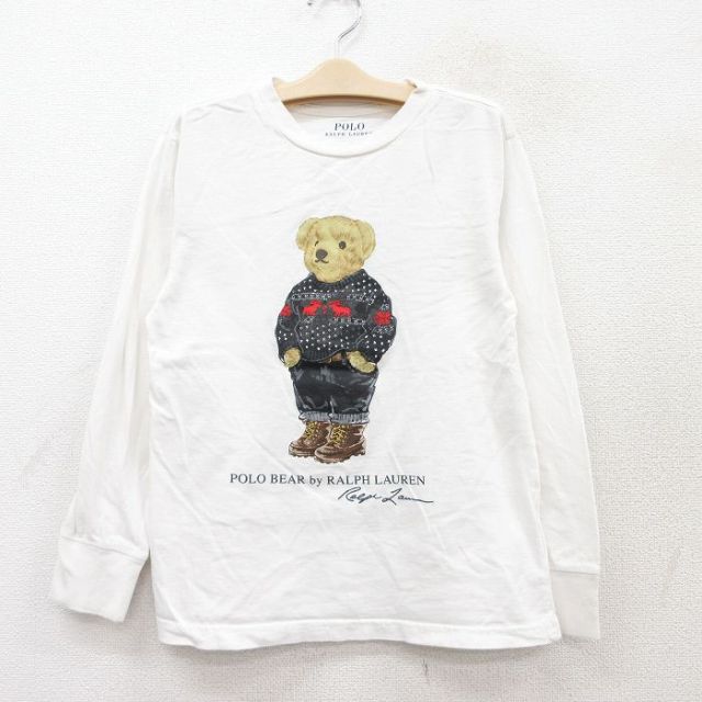【20%OFF】古着 ラルフローレン Ralph Lauren 長袖 ブランド Tシャツ キッズ ボーイズ 子供服 ポロベア コットン クルーネック 白 ホワイト 【spe】 25aug06