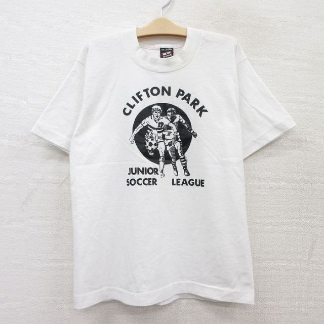 古着 フルーツオブザルーム 半袖 ビンテージ Tシャツ キッズ ボーイズ 子供服 90年代 90s サッカー クリフトンパーク クルーネック USA製 白 ホワイト 25aug06