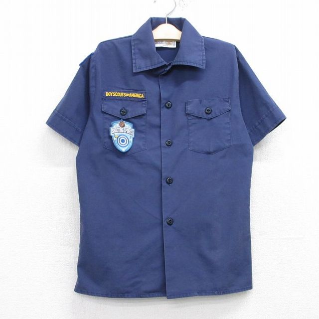 古着 半袖 ボーイスカウト シャツ キッズ ボーイズ 子供服 SHOOTING SPORTS 紺 ネイビー 25aug20