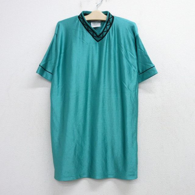 古着 半袖 ビンテージ Tシャツ キッズ ボーイズ 子供服 90年代 90s 無地 Vネック 緑 グリーン 25aug20