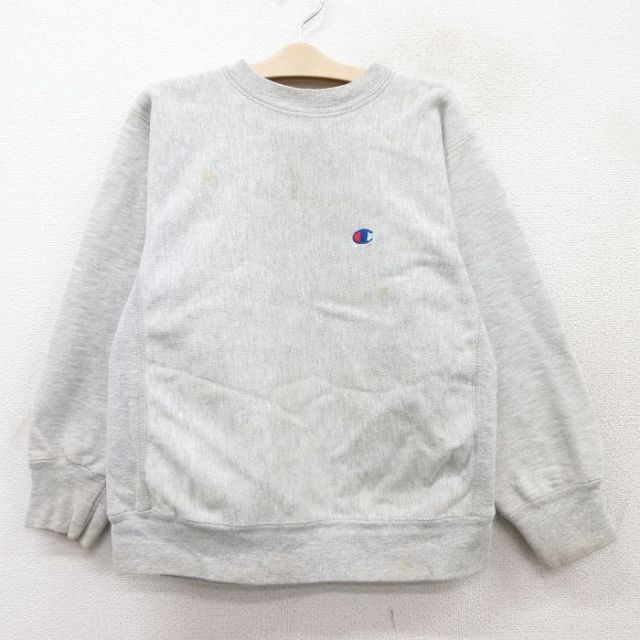 古着 長袖 チャンピオン champion リバースウィーブ キッズ ボーイズ 子供服 90年代 90s ワンポイントロゴ クルーネック USA製 薄グレー 霜降り 【spe】 25sep02