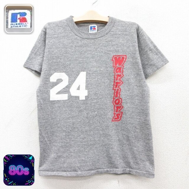 【50%OFF】ラッセル 80s 半袖Tシャツ Warriors ELLIS 24 グレー キッズ | 古着