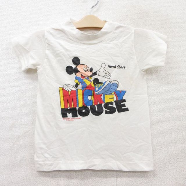古着 半袖 ビンテージ Tシャツ キッズ ボーイズ 子供服 80年代 80s ディズニー DISNEY ミッキー MICKEY MOUSE クルーネック 白 ホワイト 25sep02