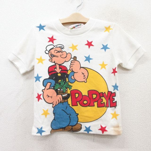 古着 半袖 ビンテージ Tシャツ キッズ ボーイズ 子供服 80年代 80s ポパイ クルーネック USA製 白 ホワイト 25sep02
