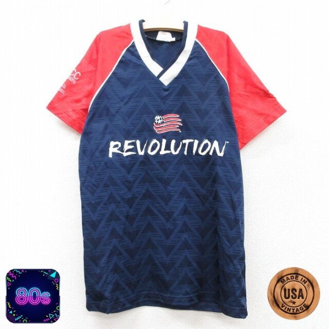 【50%OFF】サッカー 80s 半袖Tシャツ REVOLUTION 5 ラグラン ネイビー キッズ | 古着