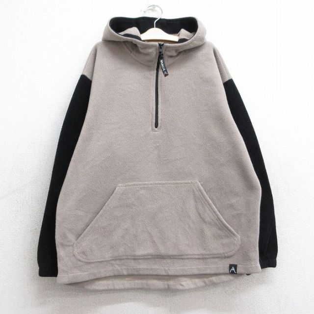 古着 長袖 ハーフジップ フリース ジャケット パーカー キッズ ボーイズ 子供服 90年代 90s USA製 ベージュ他 25dec03
