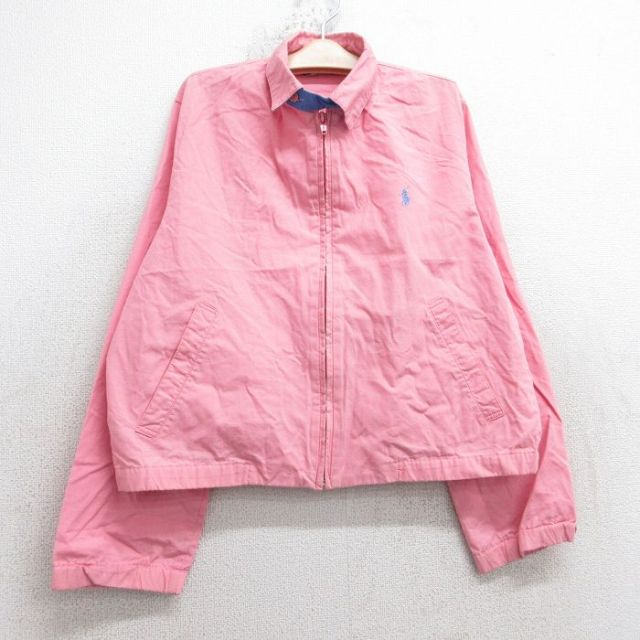 古着 ラルフローレン 長袖 ブランド ジャケット スイングトップ キッズ ボーイズ 子供服 90年代 90s ワンポイントロゴ コットン USA製 ピンク【spe】 25dec03