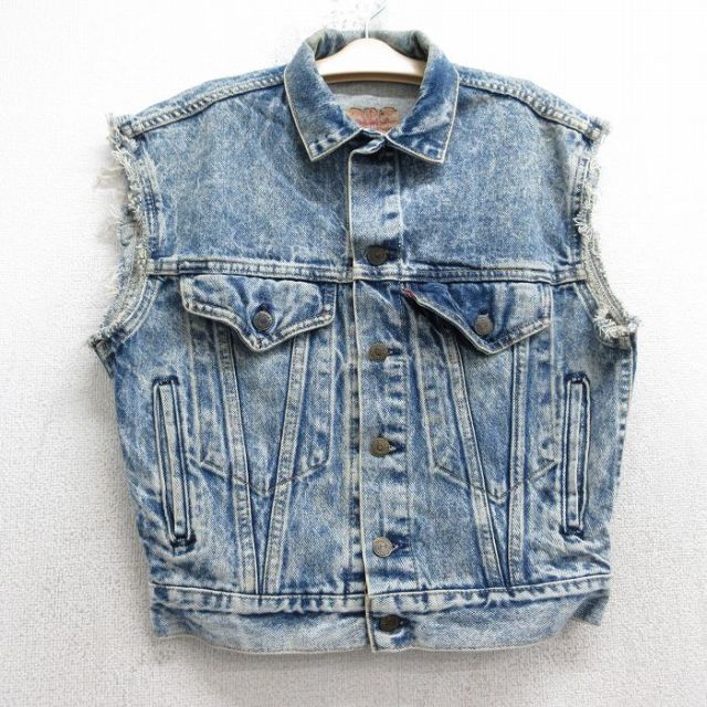 古着 リーバイス Levis 57514 デニム ベスト キッズ ボーイズ 子供服 90年代 90s コットン USA製 紺 25dec03