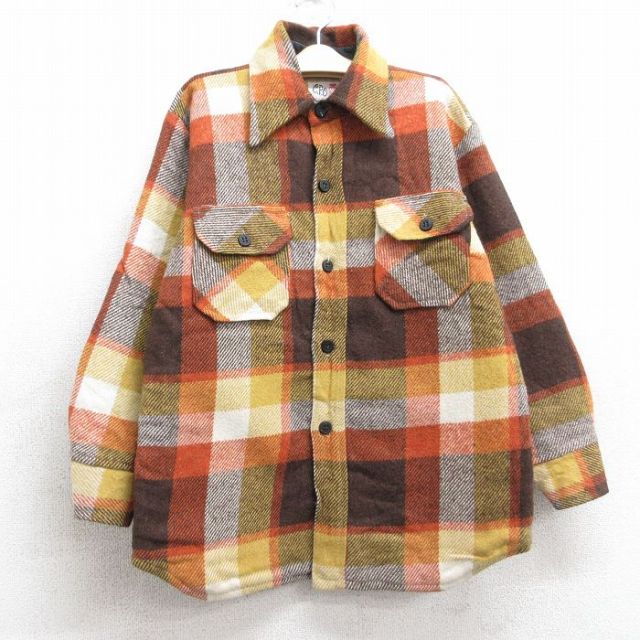 古着 長袖 ウール シャツ キッズ ボーイズ 子供服 80年代 80s CPO 茶他 チェック 25dec03
