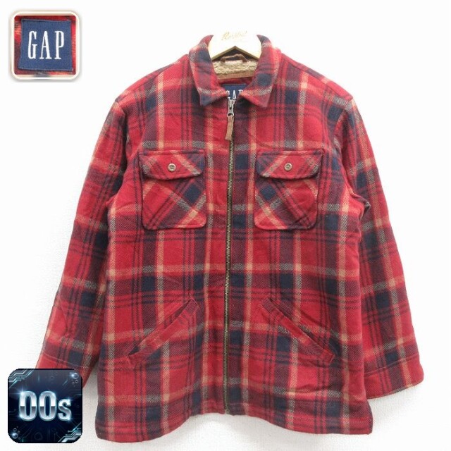 【50%OFF】ギャップ 00s 長袖ジャケット チェック バーガンディ キッズ | 古着